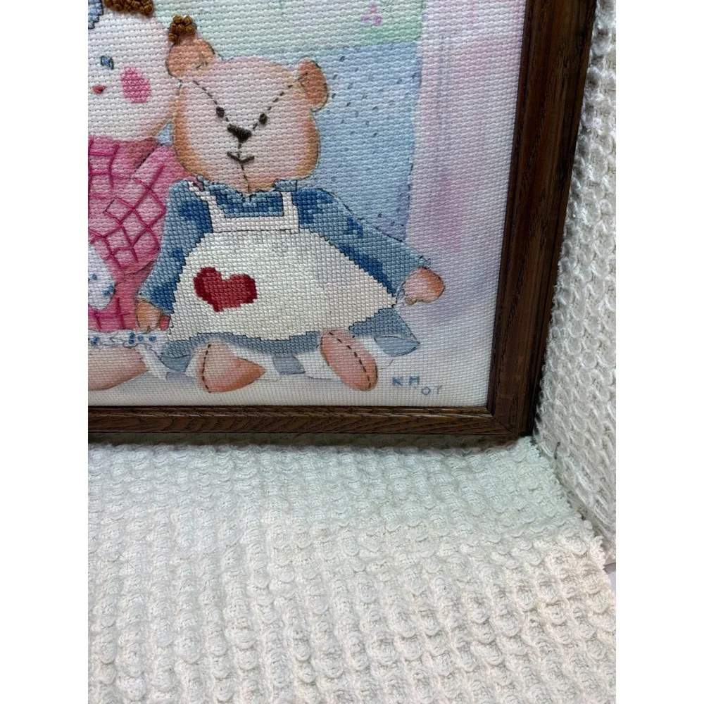 Cottagecore Unisex Dimensions Teddy Bear Cross Stitch 14x18 Multi-Color